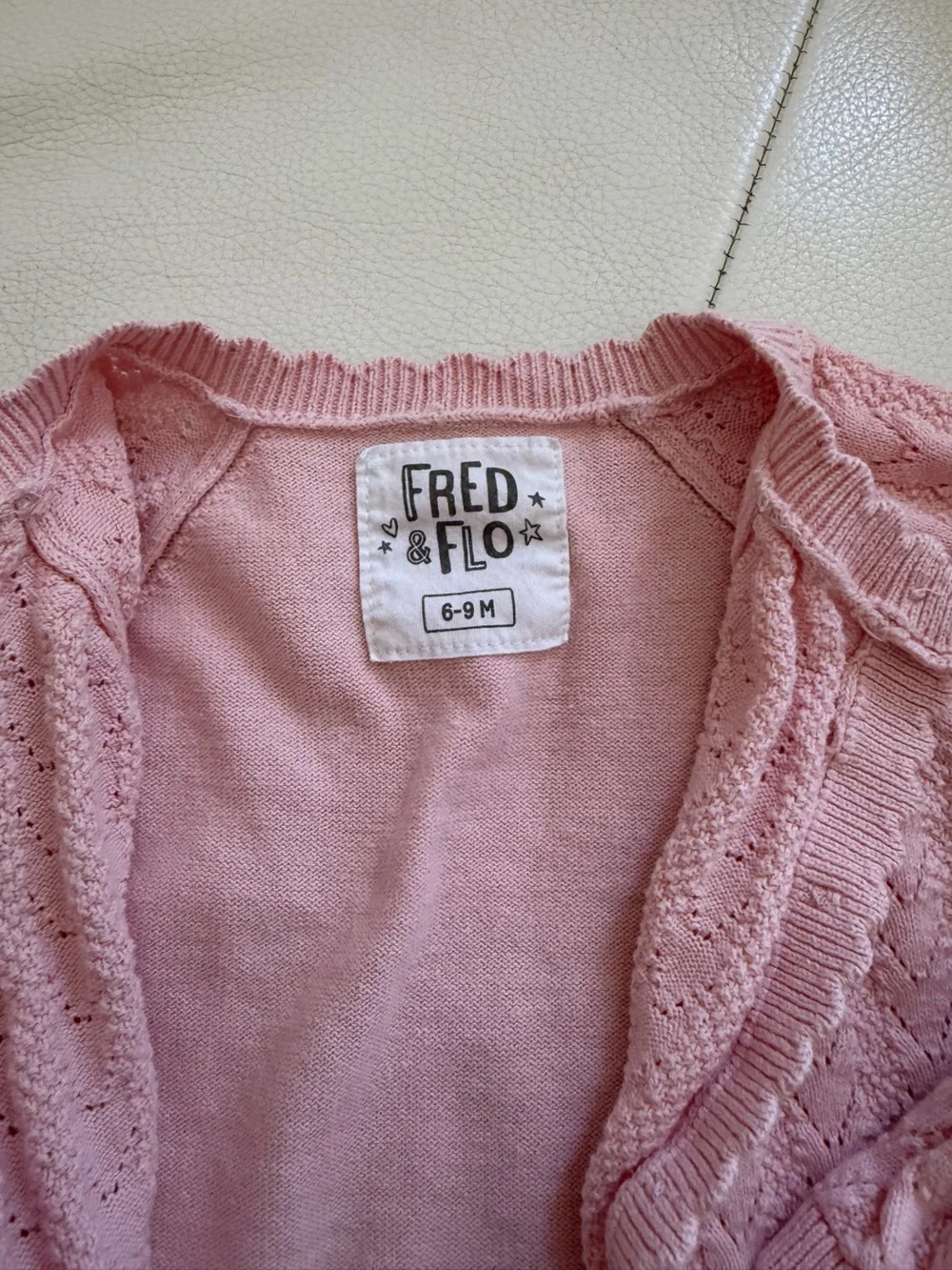 Fred & Flo Pink Knit Hooded Cardigan | 6–9M | Soft Cotton | Like New
